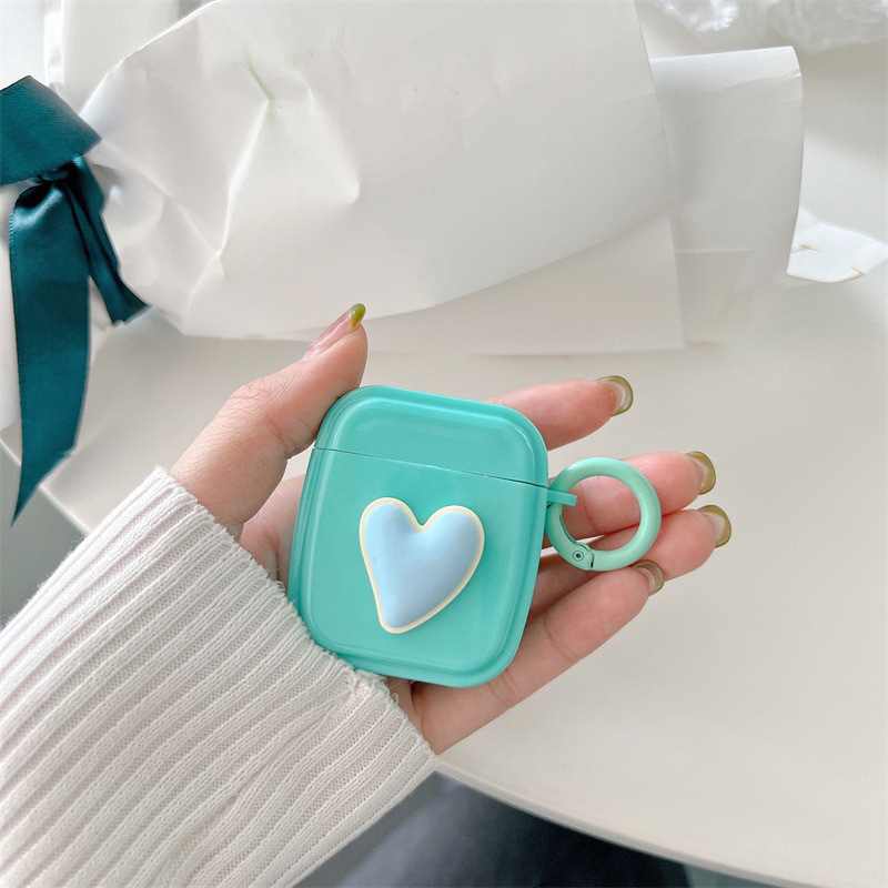 Untitled - 1_0000_ box earphone cover - two-color crooked heart - with green circle - light green