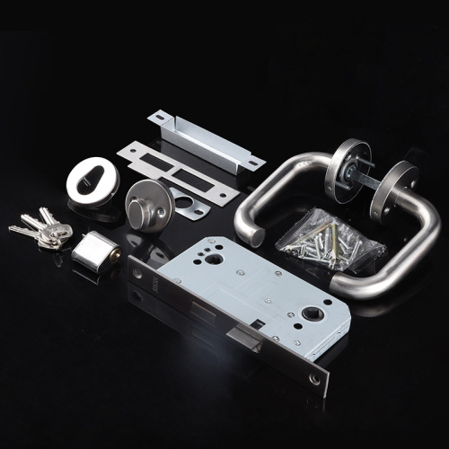 Fire door lock complete set of stainless steel solid handle fire door lock fire door lock aisle lock passage door pipe well lock