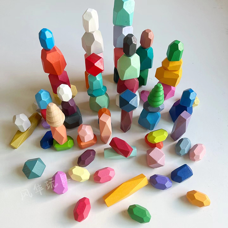 Colorido juguete de piedra laminada con manos bloques de construcción del cerebro al por mayor de los niños educación temprana transfronteriza venta caliente juguete de madera Jenga