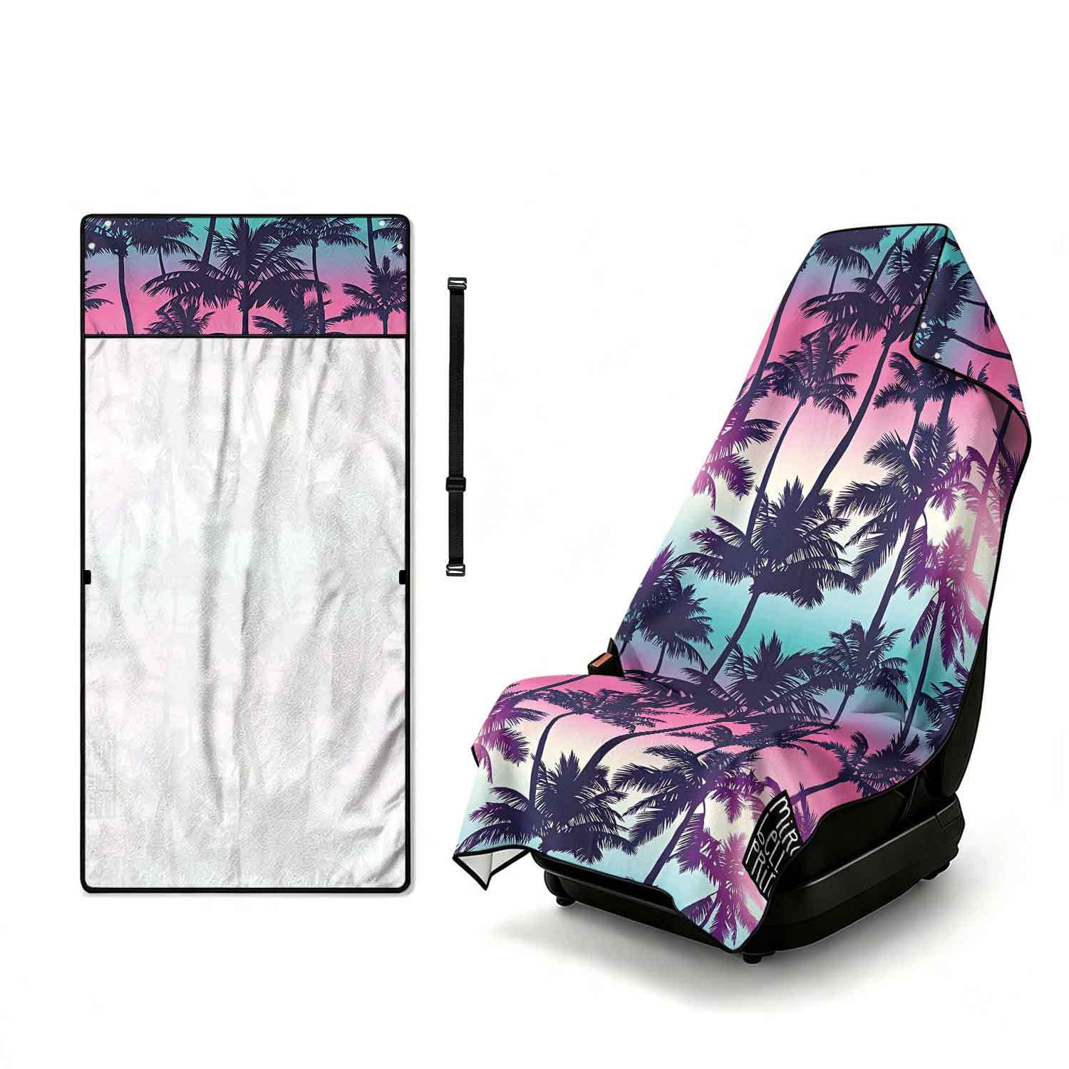 Printed bath towel and car seat cover 2-in-1, ultra-fine fiber outdoor beach and car dual-use universal seat cushion