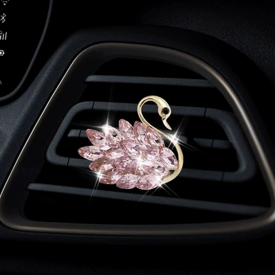 Crystal Swan Car Air: Car Perfume Aromatherapy - pink-swan-to-the-right