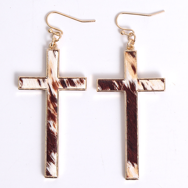 Leopard Print Cross Earrings 3