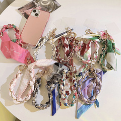 Small fresh silk scarf chain pendant handmade chain universal mobile phone case mobile phone lanyard clip anti-lost niche jewelry