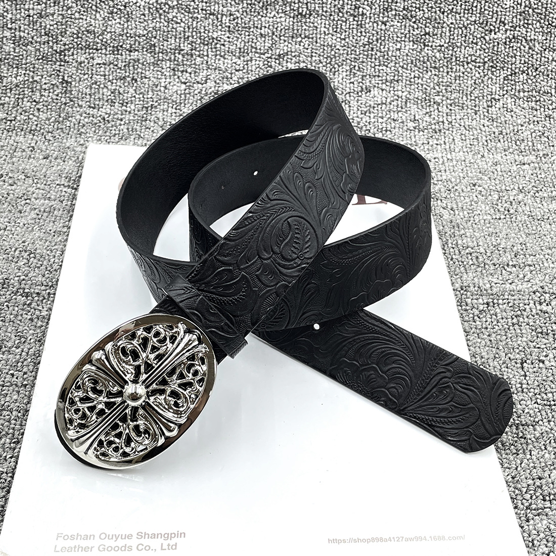 [embossed] round cross belt / 110cm total length 3.8cm width