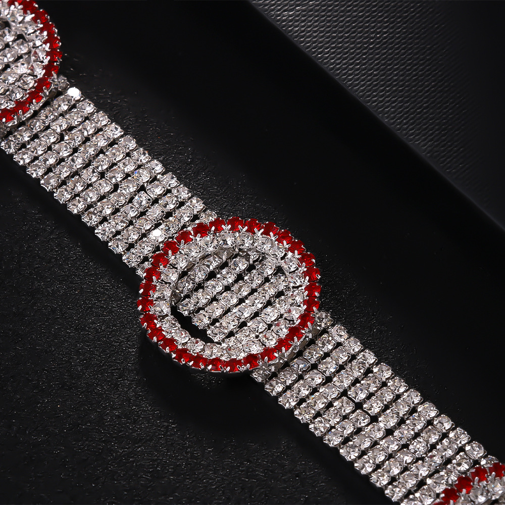 Nueva moda círculo en forma de traje de joyería de alto grado rhinestone collar accesorios simples para las mujeres conjunto de joyas