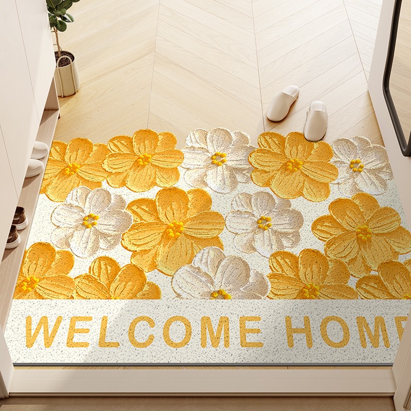 Floral Home Entrance Entry Door Silk Loop Non-Slip Mat Foyer Rug_voghion.com