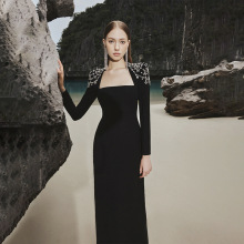 新款时尚长袖带钻绷带连衣裙欧美连衣裙晚礼服宴会Bandage Dress