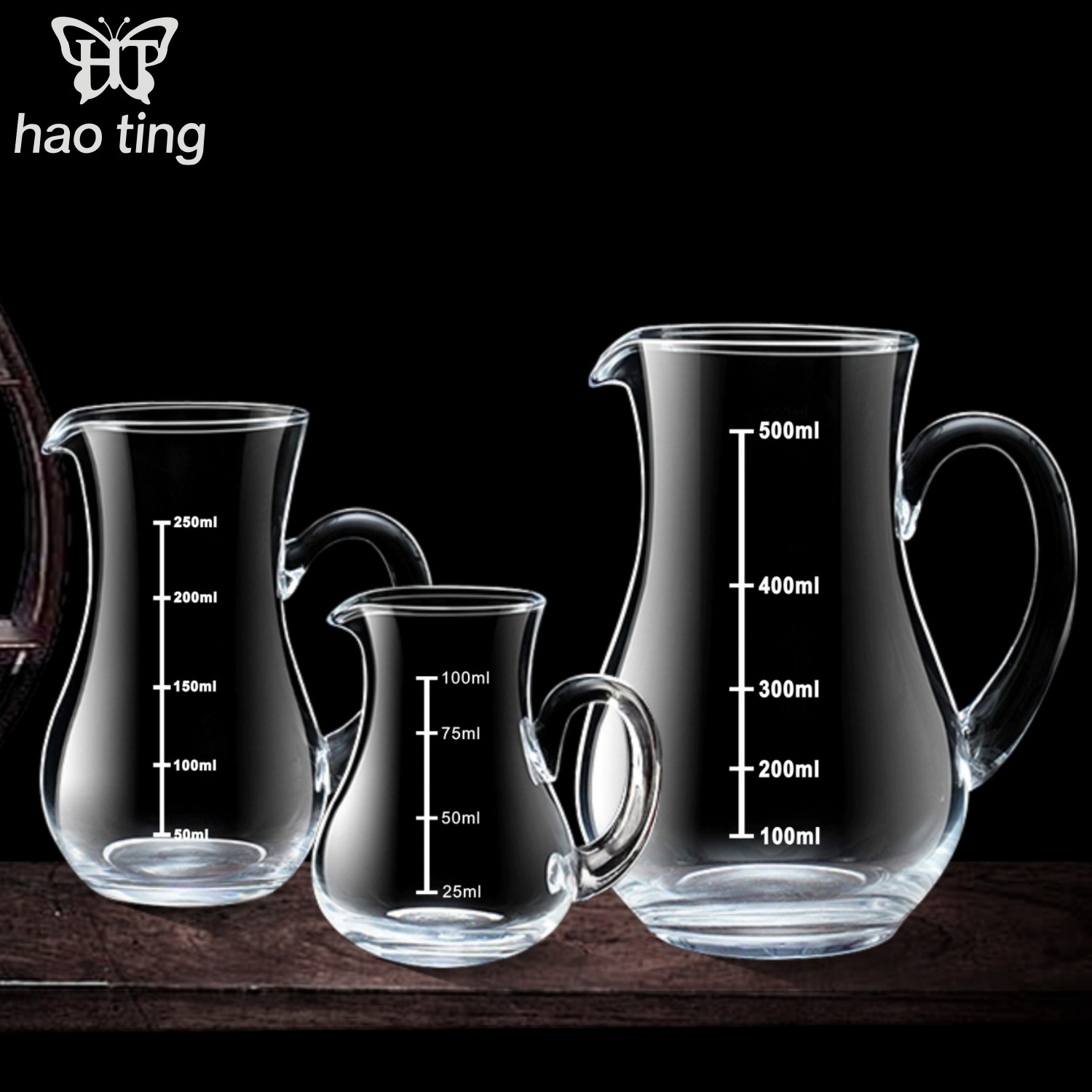 Glass decanter for white wine, spirits, and red wine, suitable for home and restaurant use, small size, 100ml, with measurement markings