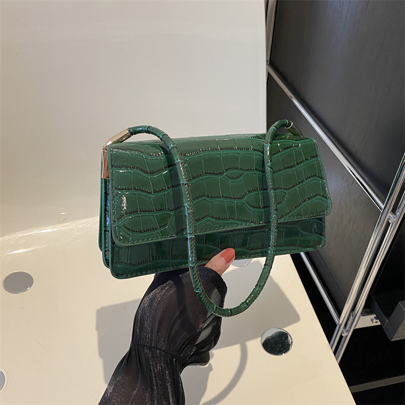 Elegante moda simple color sólido patrón de piedra ins bolsa de axilas mujer 2023 otoño nuevo bolso de hombro bolso de moda