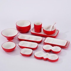 Imitation porcelain barbecue plate bowl rice bowl soup bowl spoon cup national style commercial vegetable bucket melamine optional hot pot tableware wholesale