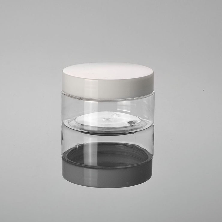 Cosméticos Xumin material de embalaje 100g botella de máscara de PET transparente cubierta blanca botella de crema facial cubierta negra botella de crema frasco de boca ancha