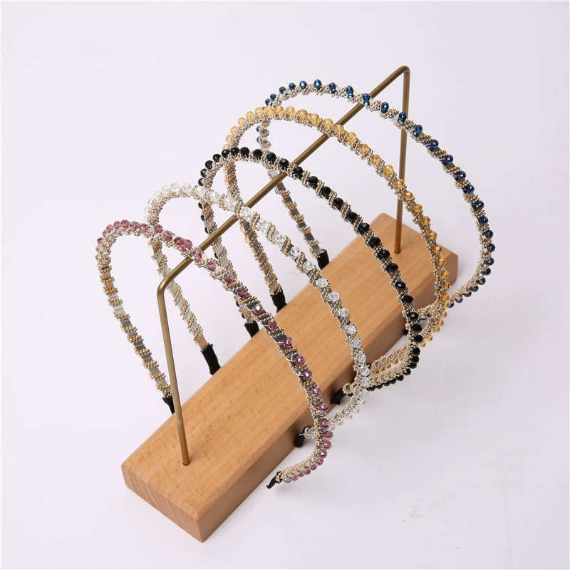 Новый корейский стиль плетеная цепочка с кристаллами тонкий ободок для волос ручной работы бисерная повязка на голову супер фея аксессуары для волос для девочек оптом