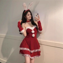 圣诞服装女性感连衣裙万圣节cos兔女郎网红主播款圣诞节抹胸礼服