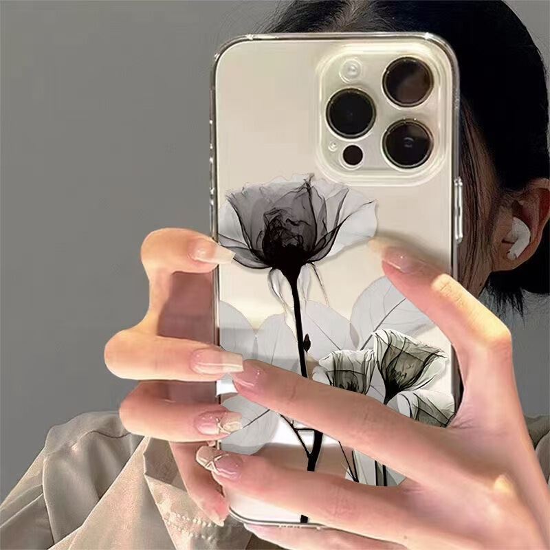 Cool Flowers Suitable for Apple 17Pro Mobile Phone Case Iphone16 New Model 15Pro Classy 14 Beautiful 13 Anti-Fall