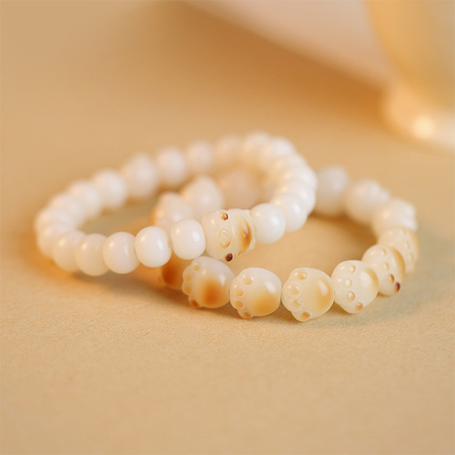 Charcoal-grilled cat claw cat bodhi root bracelet for women, natural white jade bodhi seed wrapped around fingers, soft text, hand-held bodhi bracelet