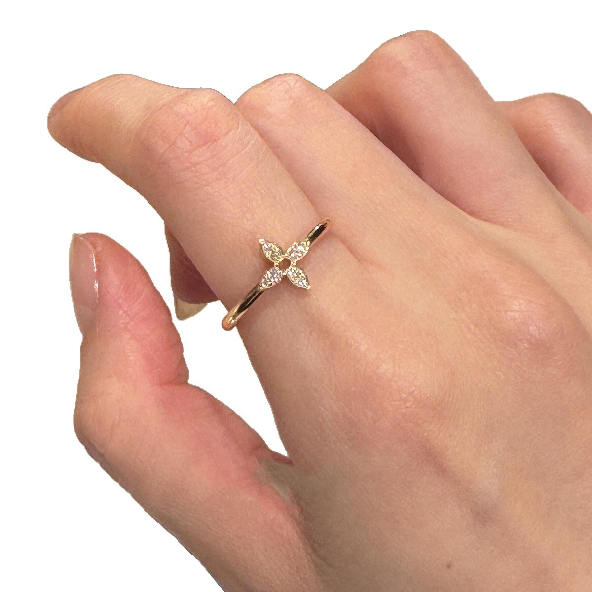 Leichter Luxus, hochwertiges Tragegefühl, funkelnde Diamantimitation, Perlmuttblume, offen, für Damen, modisch und elegant._voghion.com