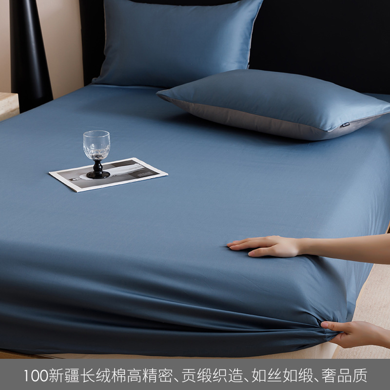 Alta gama de 100 camisas de cama de algodón largo algodón una sola pieza de color sólido tributo satin algodón cubierta de cama de tres piezas