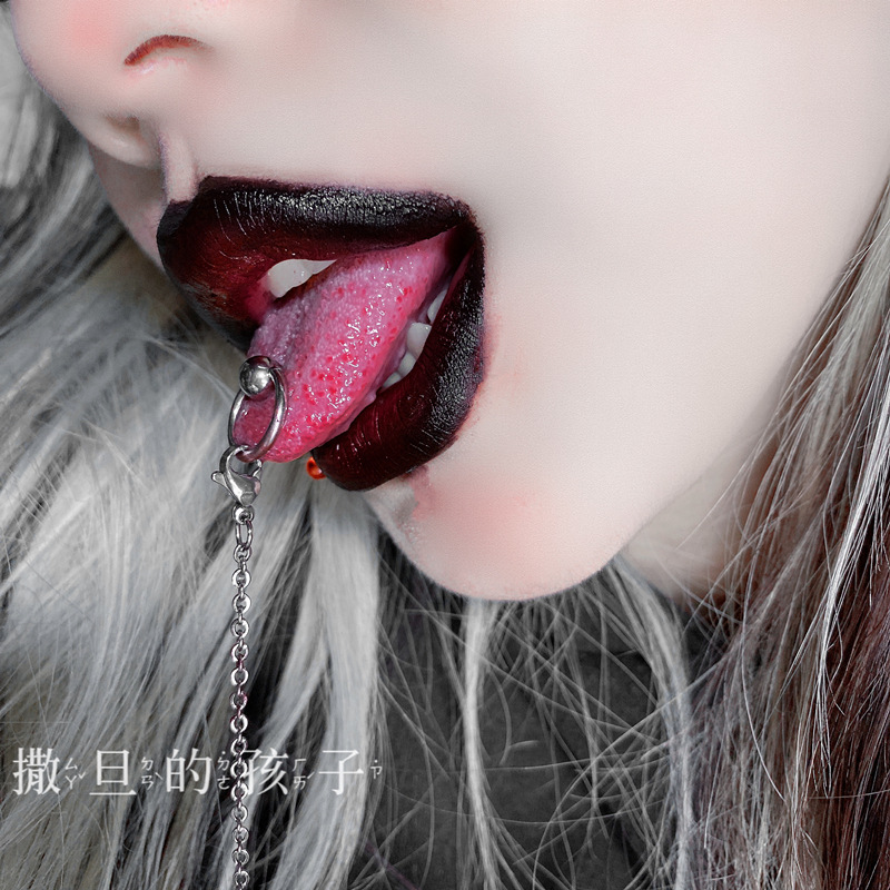 Tongue Nail Chain Tongue Ring Hot Girl Tongue Nail Punk New Piercing Jewelry Stainless Steel Set detail image 2