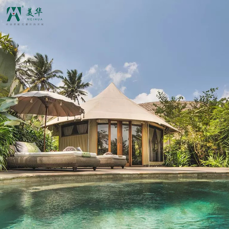 Tienda de Campaña de Lujo con Techo Inclinado, Atracción al Aire Libre, Camping de Lujo, Fabricante de Campamentos Poligonales, Sombrilla Plegable de Ocio