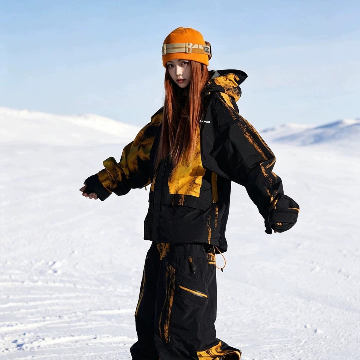 LDAB Black Gold Ski Suit for Women 2026 Autumn/Winter New Outdoor Windproof and Warm Unisex Ski Wear