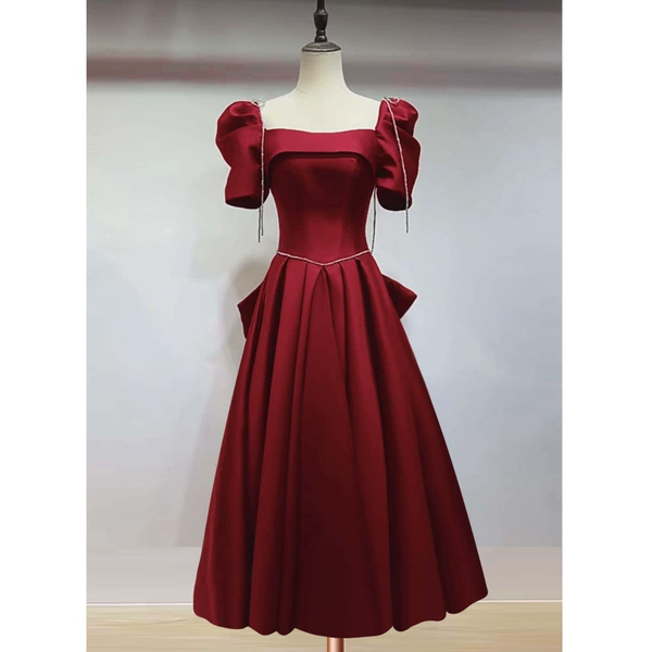 Burgundy, long, mid-length