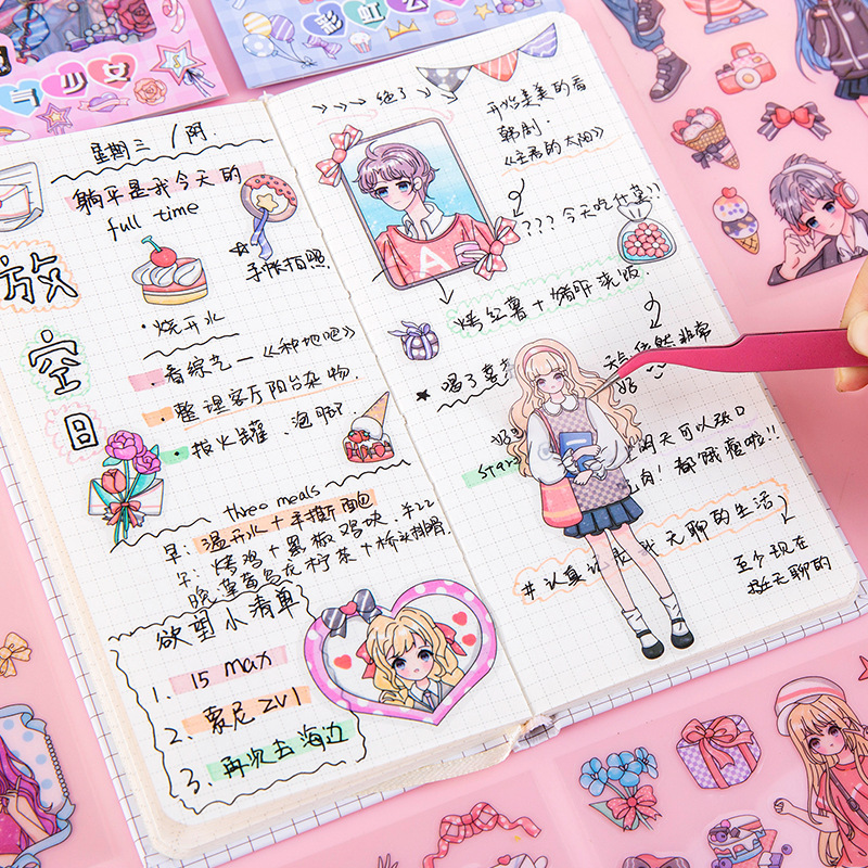 Pegatinas de chicas dopamina transparentes impermeables pet adorables pegatinas de chicas diy diario decoración pegatinas de tarjetas Goku