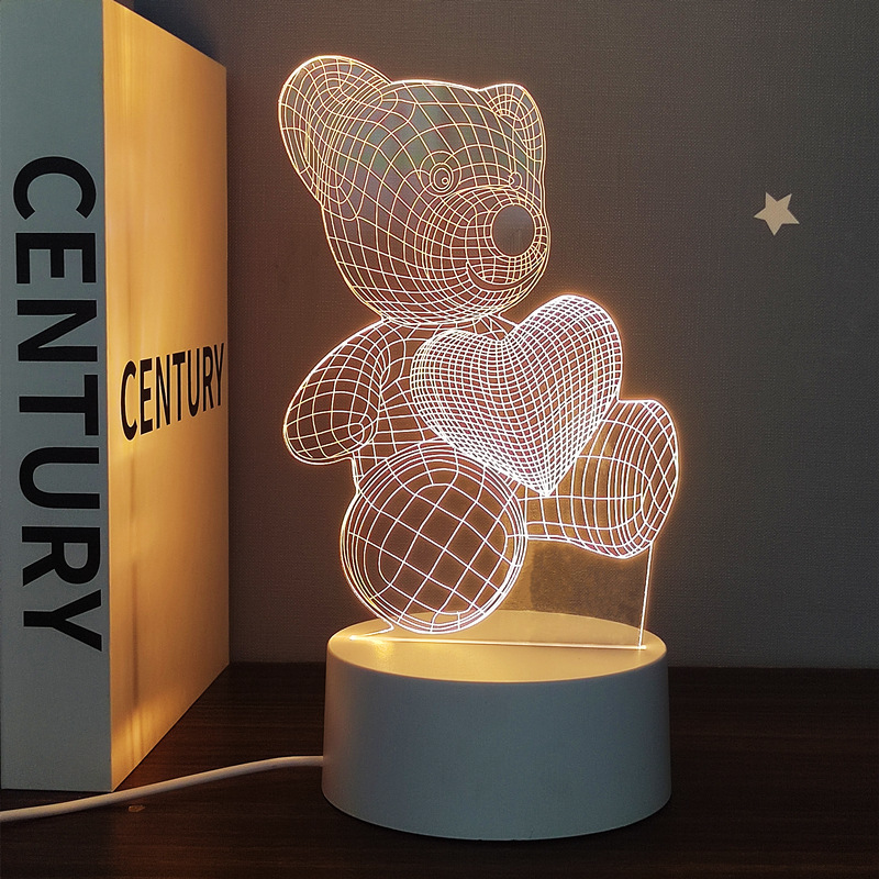 atmósfera de venta cruzada 3D tablero de mensajes luz de noche sueño creativo protección de ojos dormitorio luz de cabecera DIY luz USB transparente