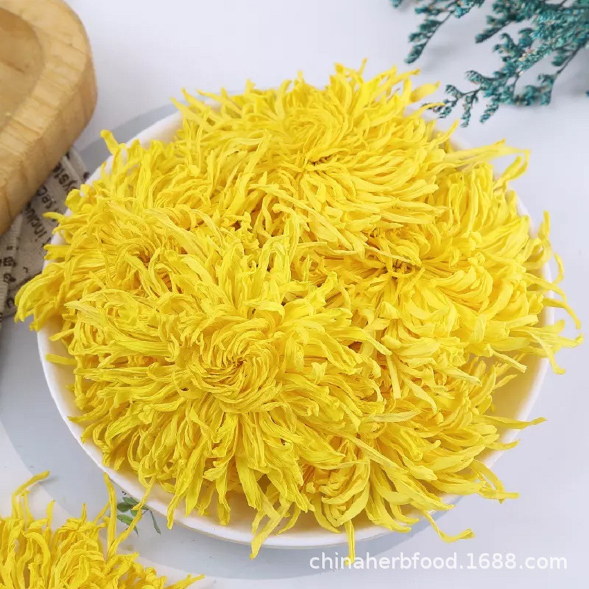 Golden Silk Chrysanthemum Tea Huang Ju Whole Flower Loose Herbal Tea 1 Piece Cup specifications