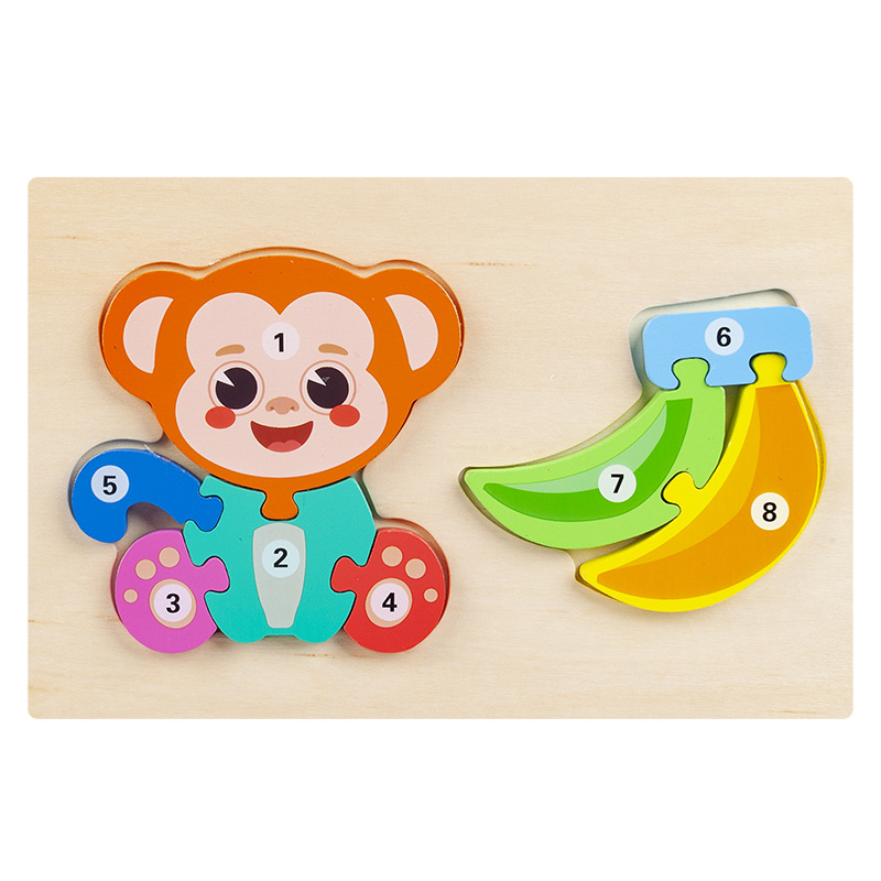 Pensamiento lógico para niños, cadena alimentaria, rompecabezas 3D, tablero de emparejamiento de bloques tridimensional, educación temprana, juguetes de madera educativos