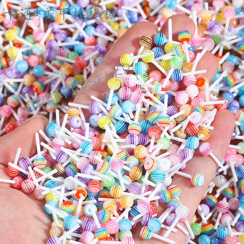 Joyas de uñas Lollipop Decoración Diamante Color Dibujos animados 3D Simulación tridimensional Fantasía Fabricante de accesorios de uñas de caramelo