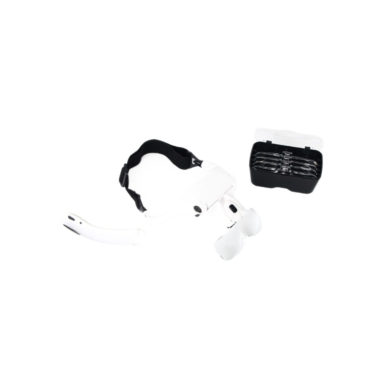 Fábrica óptica suministra 3 luces LED de casco blanco, lupa de lente múltiple, lupa de múltiple multiplicador