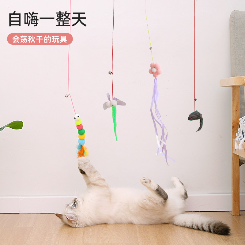Venta al por mayor Internet celebridad gato cuerda elástica puerta colgante gato divertido palo mascota auto-Hola columpio gato juguete colgante gato juguete