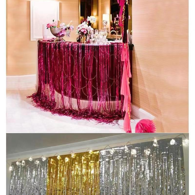 Cortina de seda de lluvia de macaron decoración de fiesta cortina de seda de lluvia decoración de fiesta cortina de seda de lluvia decoración de boda