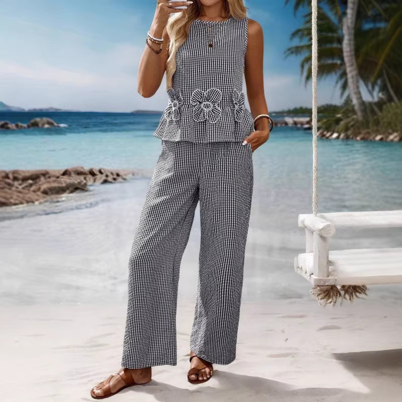 2026 New Cross-Border Aliexpress Foreign Trade Style Women's Two-Piece Summer Striped Set