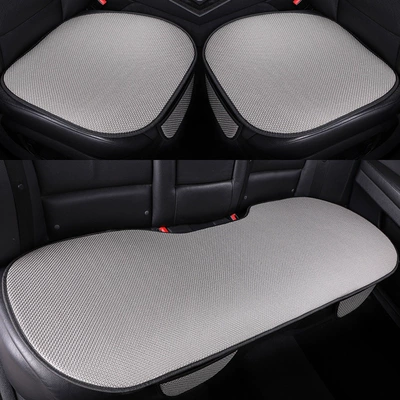 Manufacturer Wholesale Car Seat Cushions, Ice Silk Summer Seat Cushions, Universal for All Seasons, Single Cushion, Three-Piece Set, Non-Slip, Breathable, Cooling Cushion (Seat cushion, seat cover) - gray-ice-silk-thickened-version-front-seat-cushion-one
