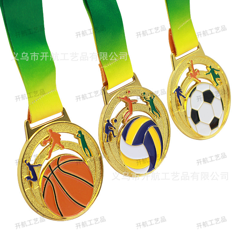 Medalla de metal hueco de navegación, medallas de fútbol, baloncesto, voleibol, medallas de competición, recuerdos de juegos escolares, logotipo impreso