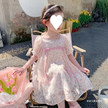 女童连衣裙夏季2024新款洋气女孩宝宝夏款儿童装夏装碎花汉服裙子