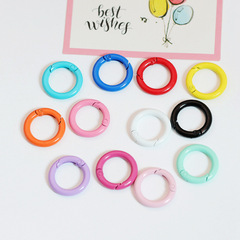 DIY飾品配件 25mm金屬烤漆彩色卡圈彈簧開口圈圓形鑰匙扣手機掛鈎