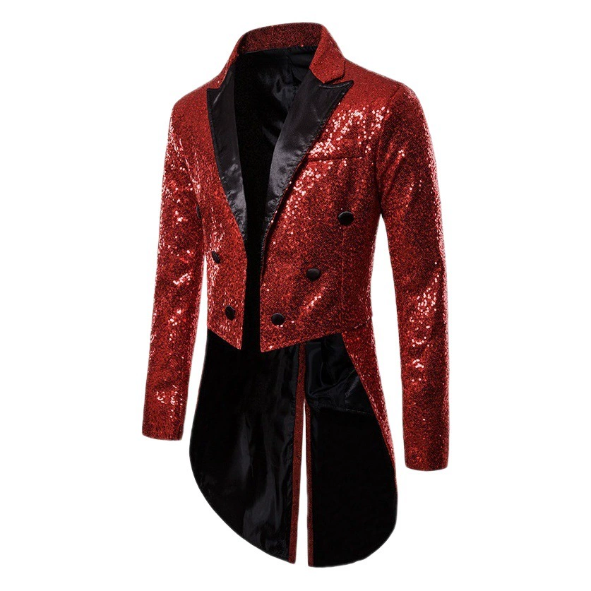 Amazon трансграничная Внешняя торговля мужской костюм смокинг Банкетный ночной клуб выступление блестки модный дизайн мужская куртка
