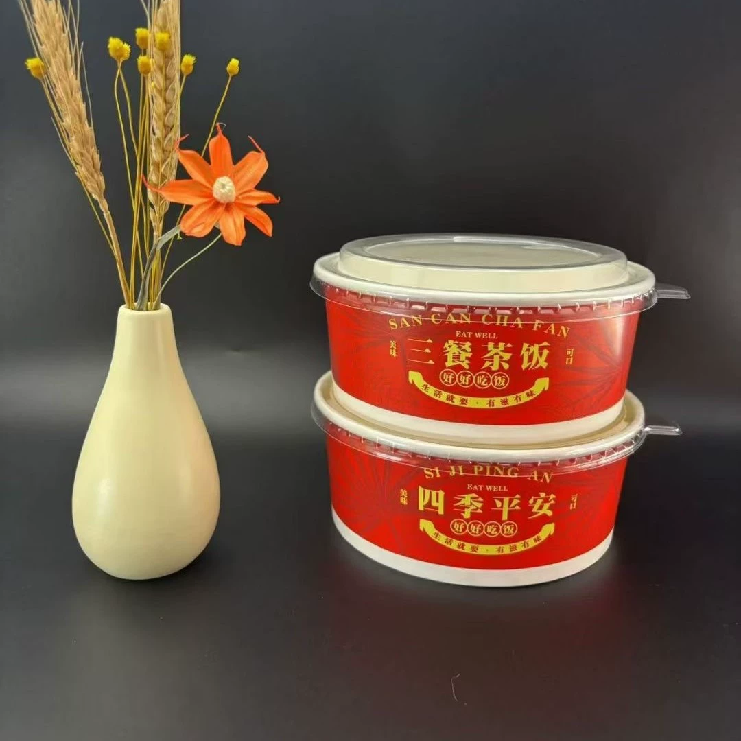 Одноразовая бумажная миска бумажная коробка для ланч-чопа национальная волна наносит удар по салатнице