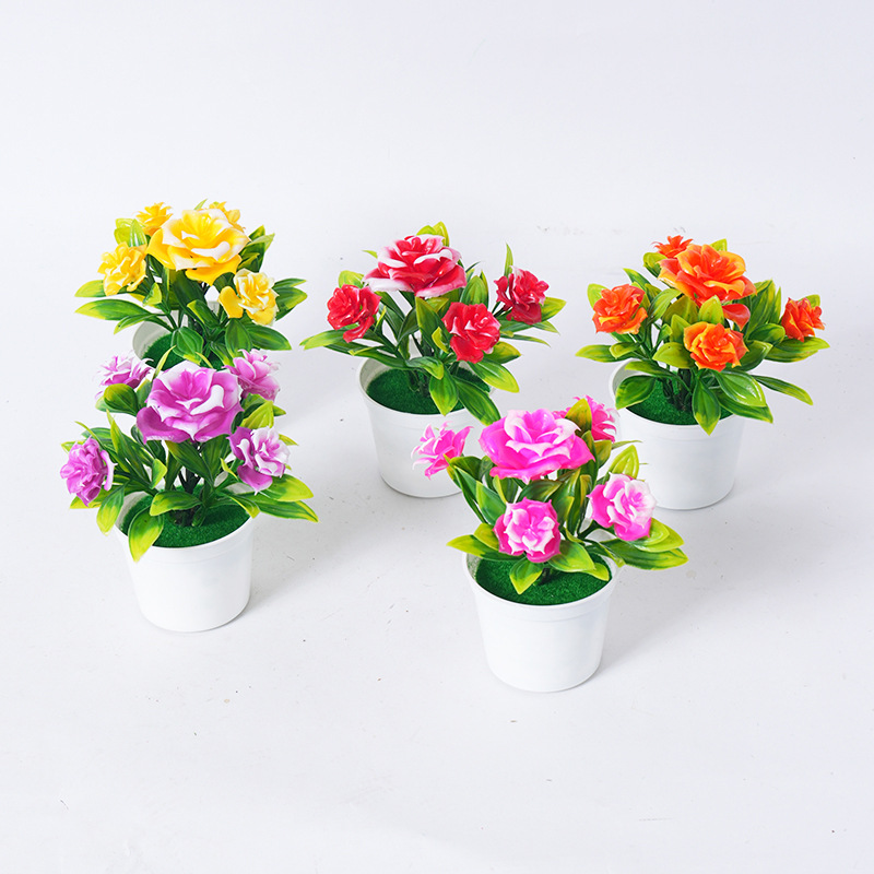 Transfronteriza protección ambiental simulación de olla simulación artificial maceta cinco rosas simulación pequeño bonsai escritorio decoración al por mayor