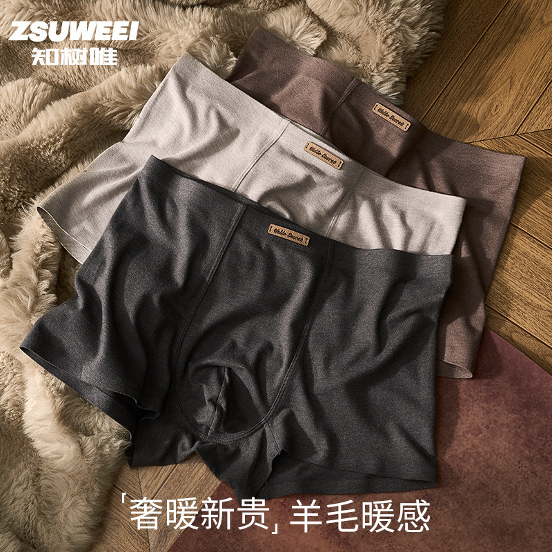 Wool blend soft-touch men's underwear, new autumn model, 10A antibacterial crotch, mid-waist boxer briefs for men Wool blend soft-touch men's underwear, new autumn model, 10A antibacterial crotch, mid-waist boxer briefs for men