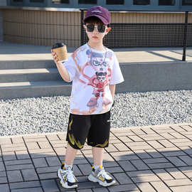 哪咤衣服男童夏装套装2025新款痞帅儿童夏季短袖纯棉宽松宝宝衣服