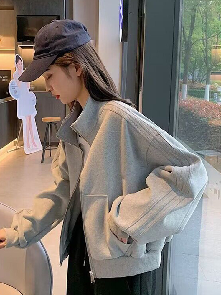 短款运动外套女2025春秋新款棒球服休闲显瘦夹克开衫上衣宽松百搭
