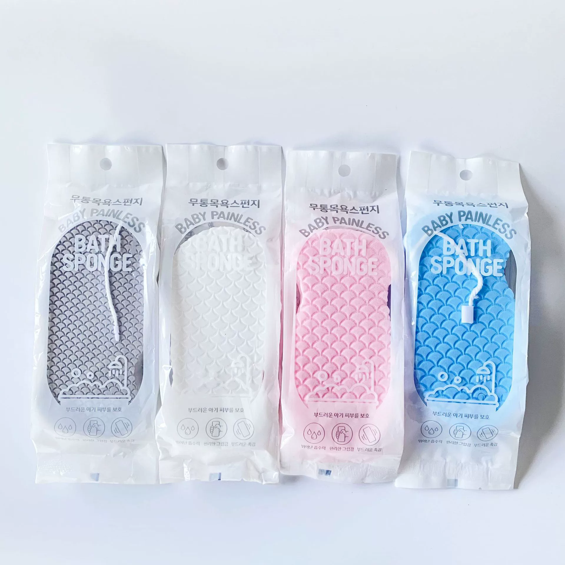 Bath scrub sponge mitt, exfoliating bath mitt, soft textured, lightweight, multi‑color