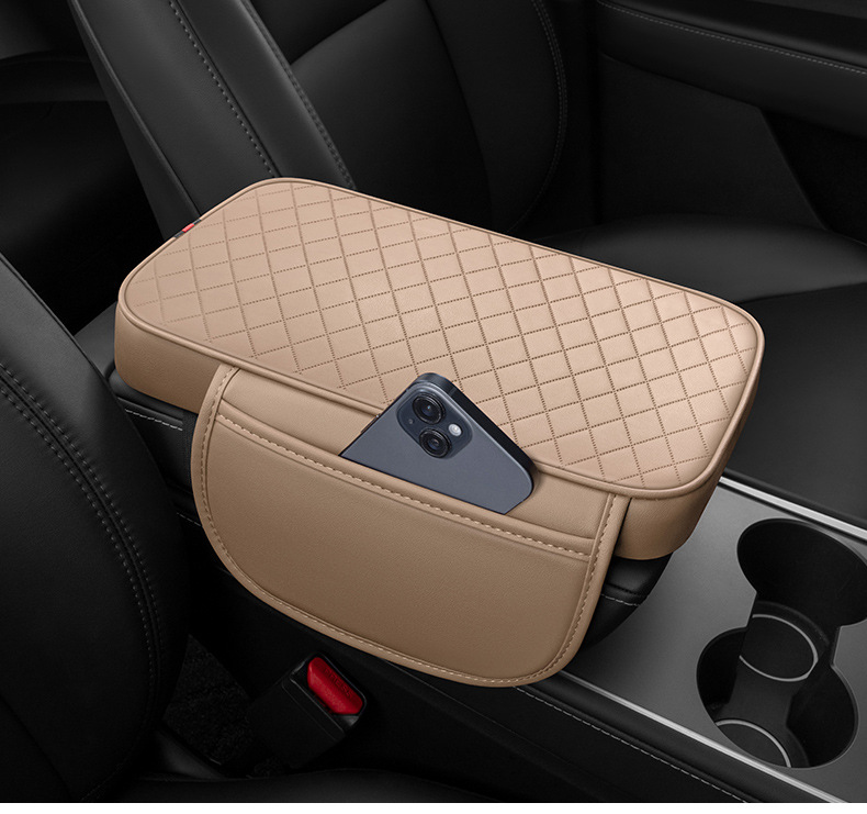 Car armrest box heightening pad, memory foam, double side pockets, storage bag, car armrest box pad, car armrest box pad cover
