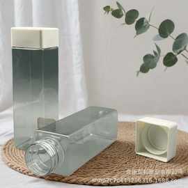 500ml 食品级 PET 透明方形饮料瓶 广口奶茶果汁瓶白色方盖塑料瓶