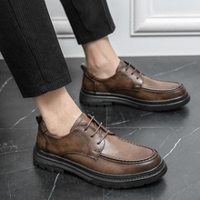 2025秋季男士休闲皮鞋舒适耐穿皮面鞋子英伦商务办公室正装皮鞋男