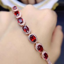 天然红宝石手链女925纯银红色宝石时尚精致简约大方妈妈礼物