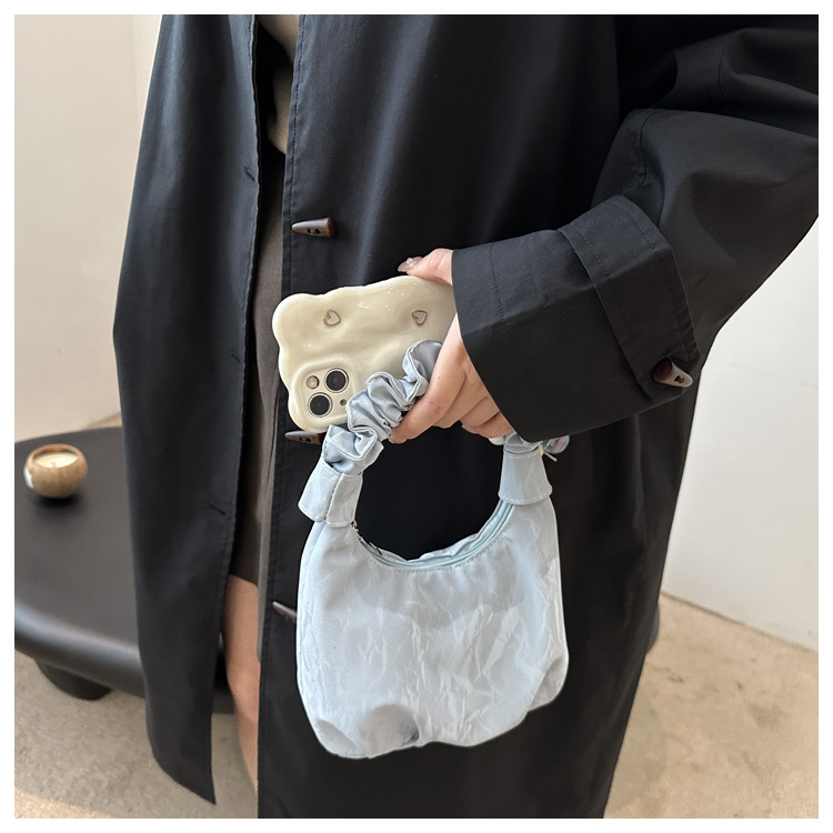 2024 Autumn/Winter ins solid-color stylish handbag with underarm pleats, a gentle Korean-style single-shoulder bag for women undefined
